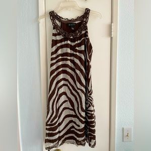 INC International Concepts-brown/white zebra stripe halter dress-tunic. Flirty🤎